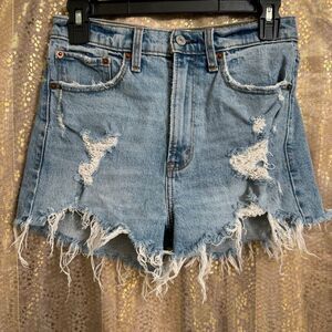Abercrombie & Fitch High Rise Mom Shorts Distressed Cut Offs 2/26